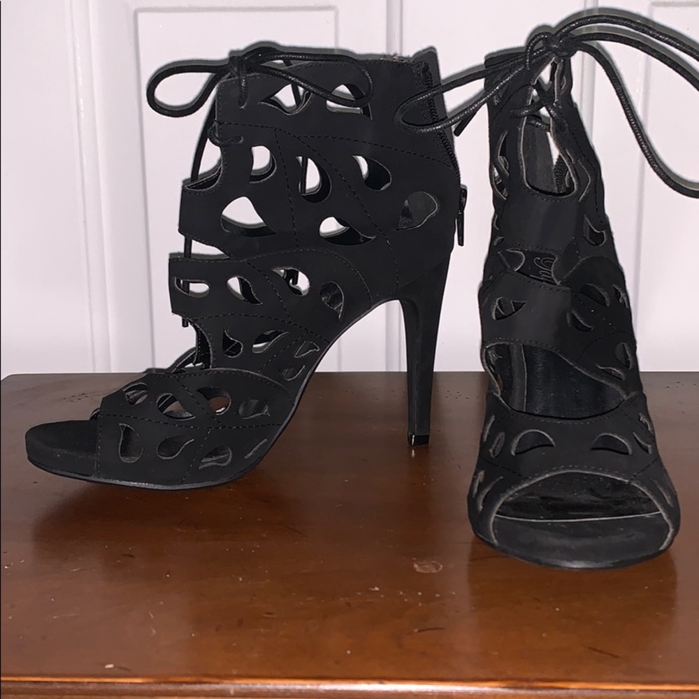 Black Faux Suede Stilettos